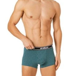 Strellson Shorts 3er Pack 531432/702 Trunks, Baumwoll-Stretch, Navy-petrol gemustert, Petrol-navy -MR Wasch Geschaft 366775 norm2