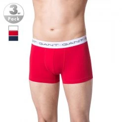 Gant Trunks 3er Pack 900003003/105 Baumwoll-Stretch, Rot-weiß-navy, Weiß-dunkelblau-rot
