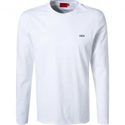 HUGO Longsleeve Derol 50447977/100 Baumwolle, Weiß