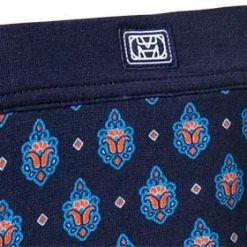 HOM Comfort Boxer Briefs Frioul 402085/P0RA Trunk, Baumwoll-Stretch, Blau-orange gemustert, Marine -MR Wasch Geschaft 369910 norm2
