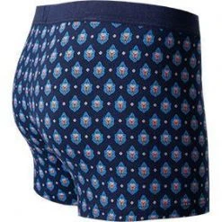 HOM Comfort Boxer Briefs Frioul 402085/P0RA Trunk, Baumwoll-Stretch, Blau-orange gemustert, Marine -MR Wasch Geschaft 369910 norm3