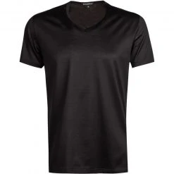 Ermenegildo Zegna Filoscozia V-Shirt N2M80007/001 T-Shirt, Baumwolle, Schwarz