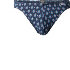 HOM Comfort Micro Briefs Frioul 402084/P0RA Slip, Baumwoll-Stretch, Navy-orange gemustert, Marine