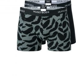 BOSS Boxer Brief 2er Pack 50451031/309 Trunks, Baumwoll-Stretch, Schwarz-dunkelgrün