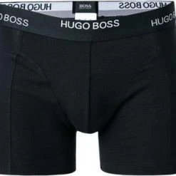 BOSS Boxer Brief 2er Pack 50451031/309 Trunks, Baumwoll-Stretch, Schwarz-dunkelgrün -MR Wasch Geschaft 371268 norm2