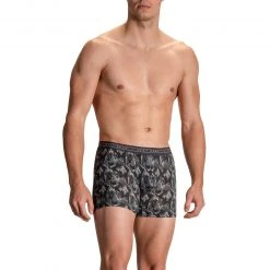 Olaf Benz RED2111 Boxerpants 108865/9888 Trunk, Baumwoll-Stretch, Grau-schwarz gemustert, Grau-schwarz