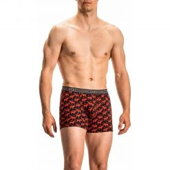 Olaf Benz RED2116 Boxerpants 108890/9383 Trunk, Baumwoll-Stretch, Rot-schwarz gemustert, Rot-schwarz