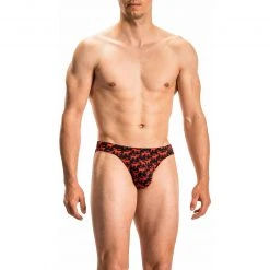 Olaf Benz RED2116 Brazilbrief 108893/9383 Slip, Baumwoll-Stretch, Rot-schwarz gemustert, Rot-schwarz