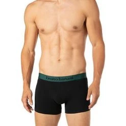 bruno banani Shorts 2er Pack Flow. 2203-1388/4310 Trunks, Baumwoll-Stretch, Dunkelgrün-schwarz, Lorbeer-schwarz -MR Wasch Geschaft 372394 norm2