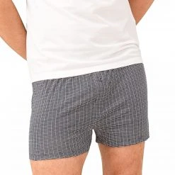 Mey GOTS Nelson Boxer Shorts 37110/668 Boxershorts, Bio Baumwoll-Stretch, Blau-weiß kariert, Blau