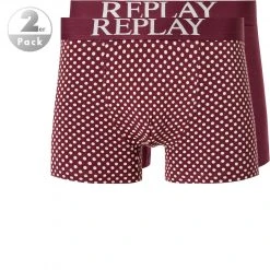 Replay Trunks 2er Pack I101194/N202 Baumwoll-Stretch, Bordeaux-beige gepunktet, Bordeaux-hellgrau