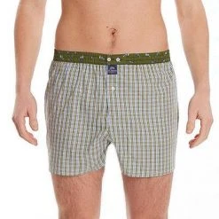 MC ALSON Boxer-Shorts 4407/oliv Boxershorts, Baumwolle, Oliv-hellblau kariert -MR Wasch Geschaft 373071 norm2
