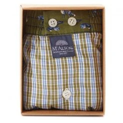 MC ALSON Boxer-Shorts 4407/oliv Boxershorts, Baumwolle, Oliv-hellblau kariert -MR Wasch Geschaft 373071 norm3