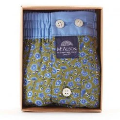 MC ALSON Boxer-Shorts 4442/oliv Boxershorts, Baumwolle, Oliv-hellblau gemustert -MR Wasch Geschaft 373086 norm3