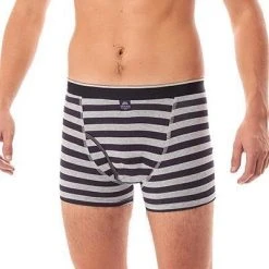 MC ALSON Jersey Boxer-Shorts J0202/blau-grau Trunk, Baumwoll-Jersey, Blau-hellgrau gestreift -MR Wasch Geschaft 373098 norm2