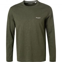 Marc O'Polo Longsleeve 127 2222 52080/428 Bio Baumwolle, Dunkelgrün meliert, Dunkelgrün