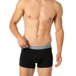 bruno banani Shorts 2er Pack Leaf 2201-2328/4306 Trunks, Baumwoll-Stretch, Grau-schwarz gemustert, Grau-schwarz -MR Wasch Geschaft 374299 norm2