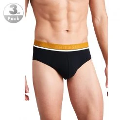 Schiesser Rio-Slip 3er Pack 175735/901 Slips, Baumwoll-Stretch, Schwarz