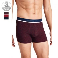 Schiesser Shorts 3er Pack 175736/910 Trunks, Baumwoll-Stretch, Rot-nachtblau, Rot