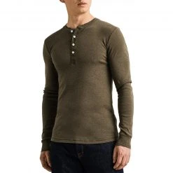 Schiesser Revival Karl-Heinz Henley 1/1 175884/606 Longsleeve, Baumwolle, Hellbraun, Braun