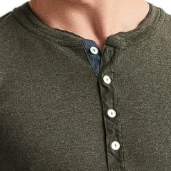 Schiesser Revival Karl-Heinz Henley 1/1 175884/711 Longsleeve, Baumwolle, Khaki meliert, Khaki -MR Wasch Geschaft 374923 norm3