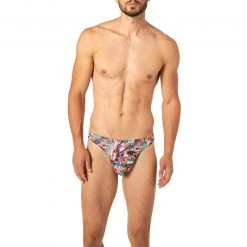 bruno banani String Antique Art 2203-2338/4323 Mikrofaser-Stretch, Orange-smaragdgrün gemustert, Multicolor