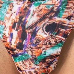 bruno banani String Antique Art 2203-2338/4323 Mikrofaser-Stretch, Orange-smaragdgrün gemustert, Multicolor -MR Wasch Geschaft 374995 norm2