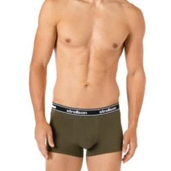 Strellson Shorts 3er Pack 531476/754 Trunks, Baumwoll-Stretch, Oliv-navy gemustert, Oliv -MR Wasch Geschaft 376025 norm2