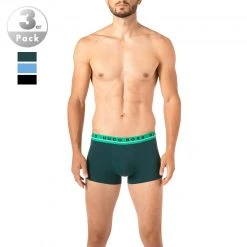 BOSS Trunks 3er Pack 50458488/963 Baumwoll-Stretch, Schwarz-grün-blau, Tannengrün-hellblau-schwarz
