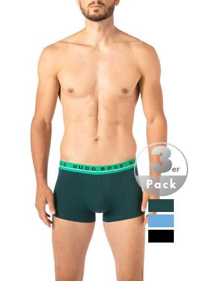 BOSS Trunks 3er Pack 50458488/963 Baumwoll-Stretch, Schwarz-grün-blau, Tannengrün-hellblau-schwarz 2 BOSS Trunks 3er Pack 50458488/963 Baumwoll-Stretch, Schwarz-grün-blau, Tannengrün-hellblau-schwarz – Bild 2