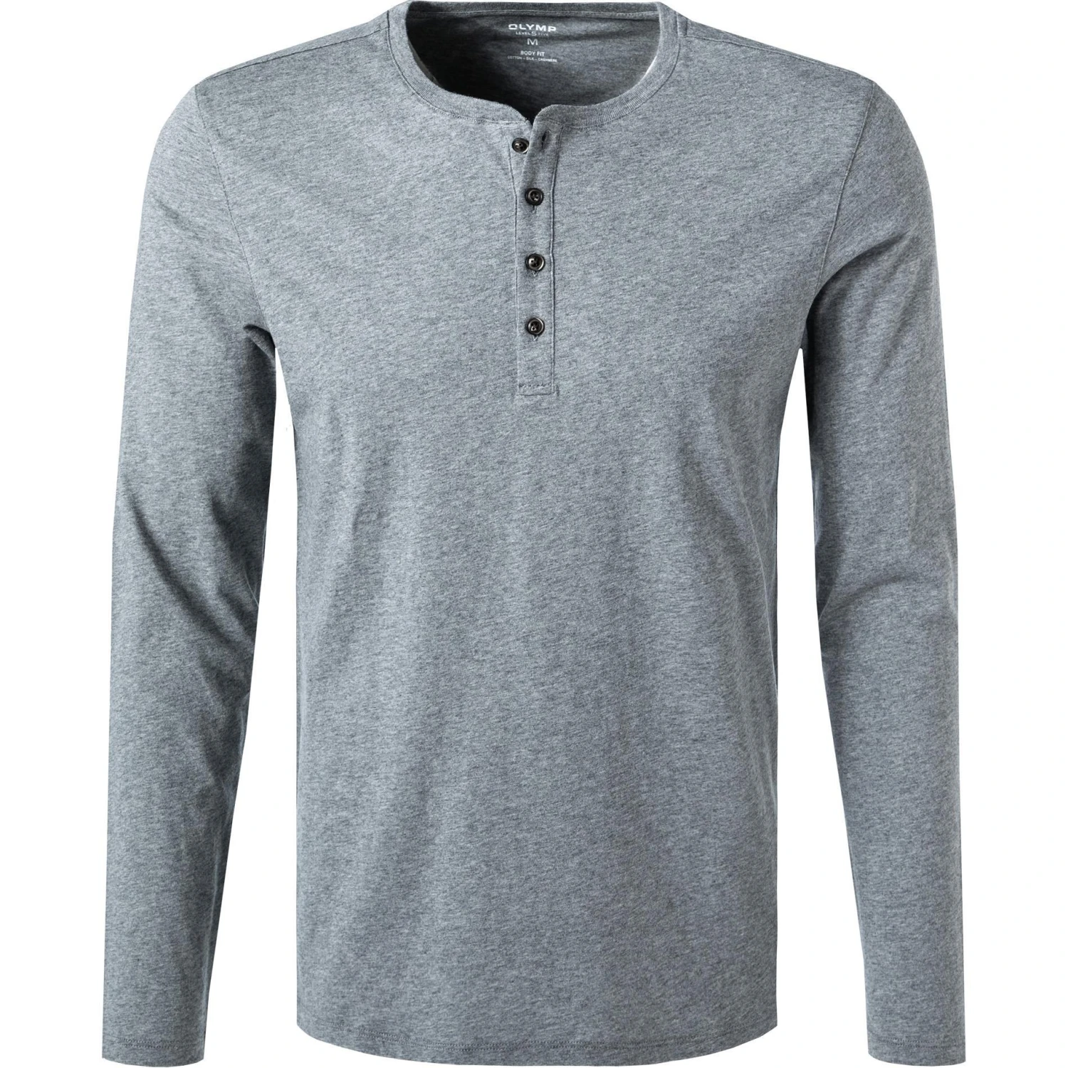 OLYMP Casual Level F. B. F. Longsleeve 5642/84/60 Body Fit, Baumwolle-Kaschmir, Mittelgrau meliert, Mittelgrau 1 OLYMP Casual Level F. B. F. Longsleeve 5642/84/60 Body Fit, Baumwolle-Kaschmir, Mittelgrau meliert, Mittelgrau