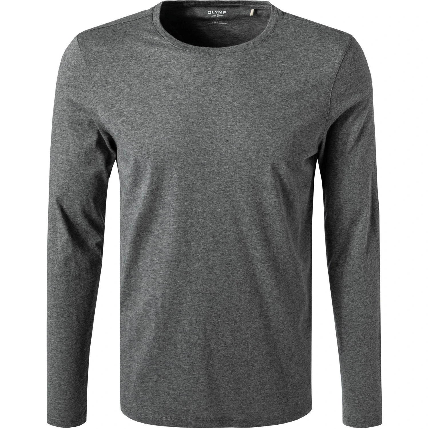 OLYMP Casual Level Five B. Fit T-Shirt 5640/84/60 Longsleeve, Body Fit, Baumwolle-Kaschmir, Mittelgrau meliert, Mittelgrau 1 OLYMP Casual Level Five B. Fit T-Shirt 5640/84/60 Longsleeve, Body Fit, Baumwolle-Kaschmir, Mittelgrau meliert, Mittelgrau