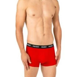 HUGO Trunks 3er Pack 50449351/960 Baumwoll-Stretch, Schwarz-weiß-rot, Weiß-rot-schwarz -MR Wasch Geschaft 378519 norm2