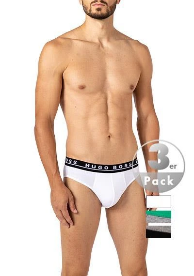 BOSS Briefs 3er Pack 50458559/961 Slips, Baumwoll-Stretch, Schwarz-weiß-grau, Schwarz-grün-grau 2 BOSS Briefs 3er Pack 50458559/961 Slips, Baumwoll-Stretch, Schwarz-weiß-grau, Schwarz-grün-grau – Bild 2
