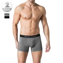 bruno banani Shorts 2er Pack Flow. 2203-1388/1782 Trunks, Baumwoll-Stretch, Schwarz-grau meliert