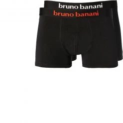 bruno banani Shorts 2er Pack Flow. 2203-1388/1936 Trunks, Baumwoll-Stretch, Schwarz, Schwarz-weiß-rot