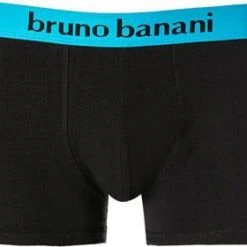 bruno banani Shorts 2er Pack Flow. 2203-1388/2150 Trunks, Baumwoll-Stretch, Aqua-schwarz -MR Wasch Geschaft 379106 norm2