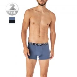EMPORIO ARMANI Trunks 2er Pack 111769/1A720/19635 Baumwoll-Stretch, Marine-rauchblau