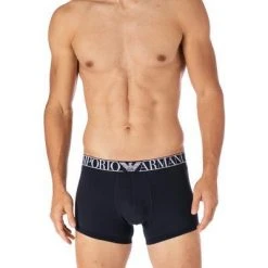EMPORIO ARMANI Trunks 2er Pack 111769/1A720/19635 Baumwoll-Stretch, Marine-rauchblau -MR Wasch Geschaft 380528 norm2