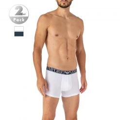 EMPORIO ARMANI Trunks 2er Pack 111769/1A720/76210 Baumwoll-Stretch, Weiß-petrol