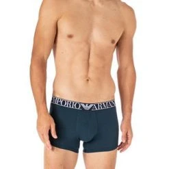 EMPORIO ARMANI Trunks 2er Pack 111769/1A720/76210 Baumwoll-Stretch, Weiß-petrol -MR Wasch Geschaft 380529 norm2