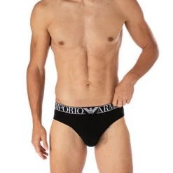 EMPORIO ARMANI Briefs 2er Pack 111733/1A720/06721 Slips, Baumwoll-Stretch, Schwarz-rot -MR Wasch Geschaft 380533 norm2