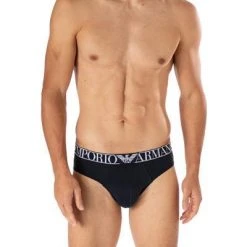 EMPORIO ARMANI Briefs 2er Pack 111733/1A720/19635 Slips, Baumwoll-Stretch, Marine-rauchblau -MR Wasch Geschaft 380534 norm2