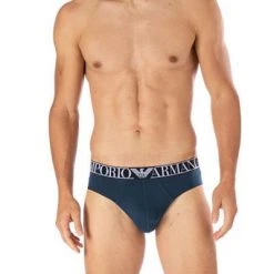 EMPORIO ARMANI Briefs 2er Pack 111733/1A720/76210 Slips, Baumwoll-Stretch, Weiß-petrol -MR Wasch Geschaft 380535 norm2
