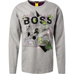 BOSS Longsleeve Tovel Lotus 50462903/053 Oversized Fit, Baumwolle, Grau, Hellgrau
