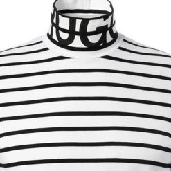 HUGO Longsleeve Dardini 50461715/120 Stehkragenshirt, Baumwolle, Weiß-schwarz gestreift, Weiß-schwarz -MR Wasch Geschaft 381613 norm2