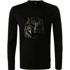 BOSS Longsleeve Talley 50471864/001 Baumwolle, Schwarz, Schwarz-bronz