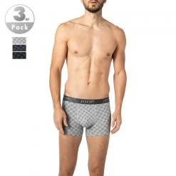 JOOP! Boxer Shorts 3er Pack 30029931/963 Trunks, Baumwoll-Stretch, Grau-schwarz-navy gemustert, Schwarz-grau-navy