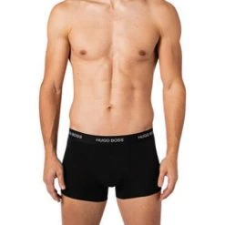 BOSS Trunks 2er Pack 50464433/120 Baumwoll-Stretch, Schwarz-weiß gemustert, Weiß-schwarz -MR Wasch Geschaft 382716 norm2