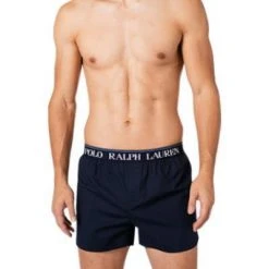 Polo Ralph Lauren Boxer 3er Pack 714866472/002 Boxershorts, Baumwoll-Stretch, Navy-hellblau gemustert, Blau -MR Wasch Geschaft 382873 norm2